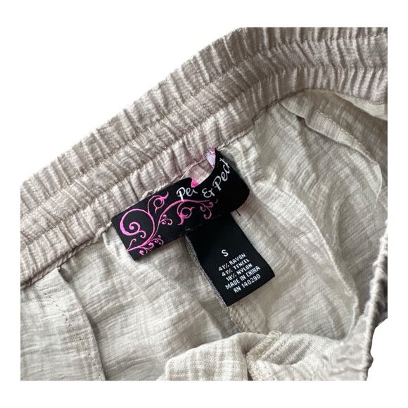 PECK & PECK Womens Size Small Gold Crinkle Pull On Cargo Pants 29" Inseam - Picture 5 of 5